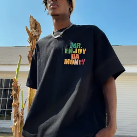 MEDM MR ENJOY DA MONEY Tシャツ 刺繍 ロゴ入り シャツ ファッション 3色 男女兼用