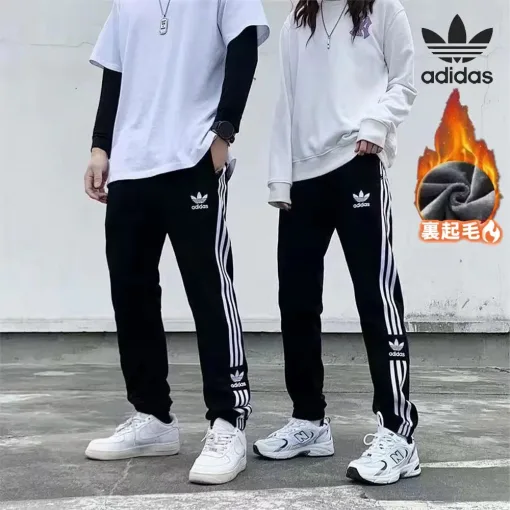 adidas Originals アディダス オリジナルス 裏起毛 パンツ 秋冬 男女兼用 ブラック 大きいサイズ ジョガーパンツ (1)